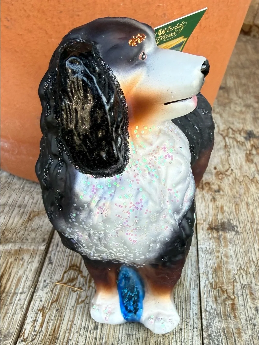 Old World Hand Blown Glass Christmas Ornament Bernese Mountain Dog